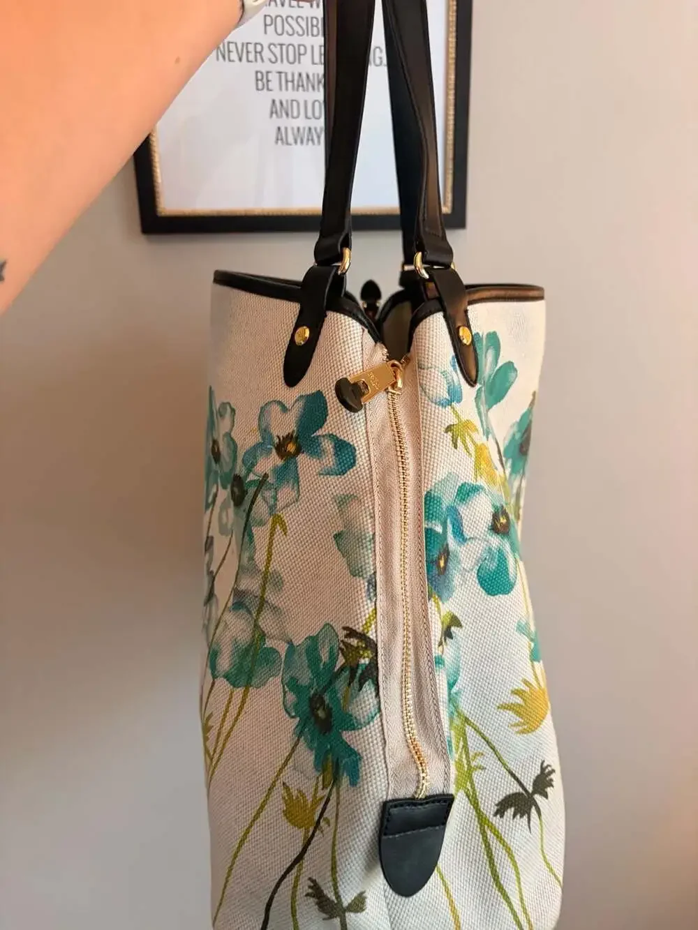 Lauren Ralph Lauren Floral Print Canvas Tote Bag